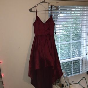 Red high low dress